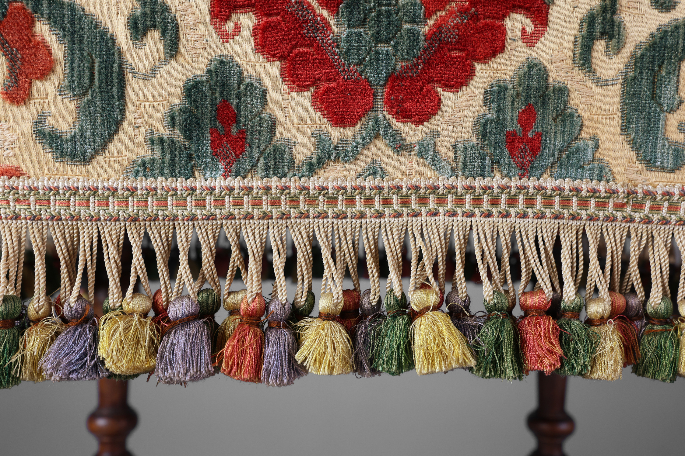 Antique Wood and Fabric Ottoman, France, 1890sthumbnail